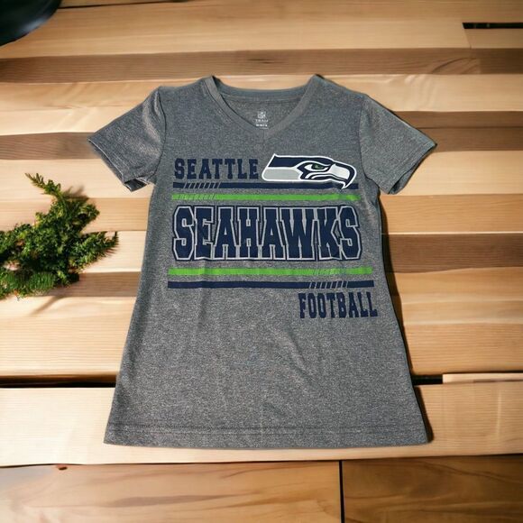 Seattle Seahawks Girl’s V-Neck Tee (Med) - Picture 1 of 3